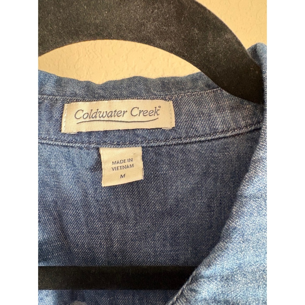 Coldwater Creek Womens Denim Embroidered Fall Shirt Size M Pumpkin Halloween - Picture 2 of 6